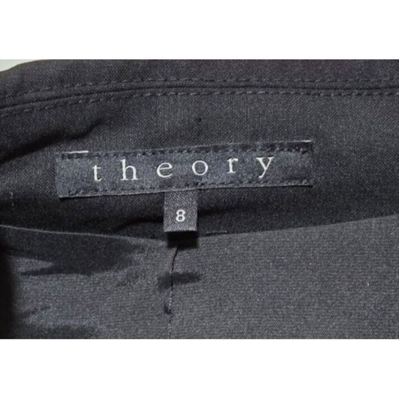 Theory Womens Wide Lapel Two Button Blazer Jacket Sz 8 Black Wool Blend Capsule - Picture 3 of 13